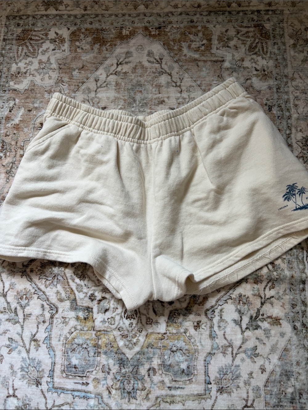Terrycloth cream sweat shorts